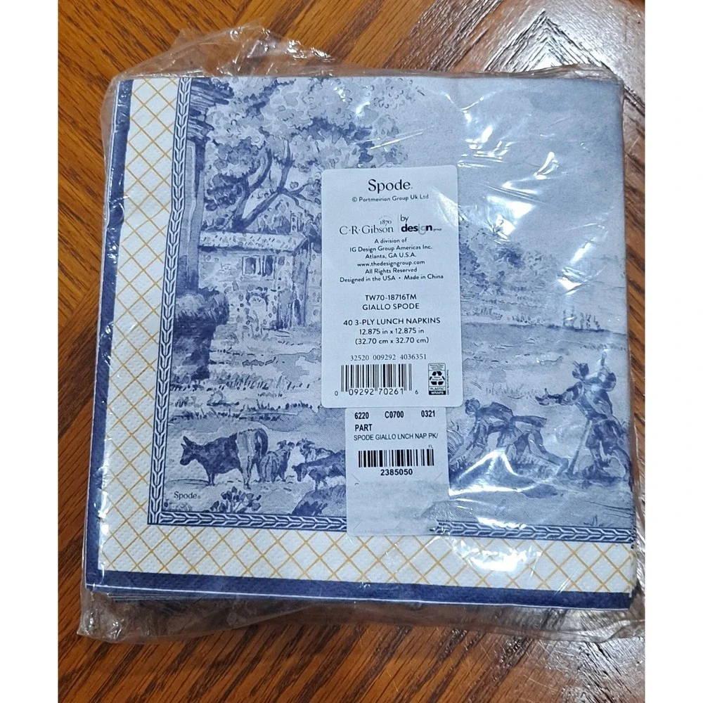 New Spode by C.R.‎ Gibson GIALLO Paper Dinner Plates & Napkins